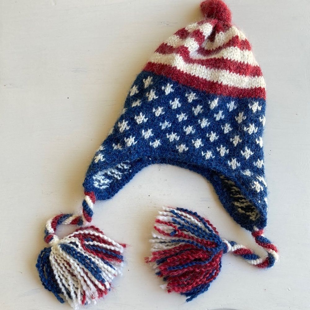 Peruvian Trading Company Beanie Red, White & Blue